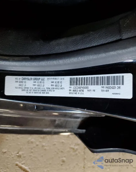 2015 Chrysler 200 Limited z USA, uszkodzony, nr VIN 1C3CCCAB2FN503955